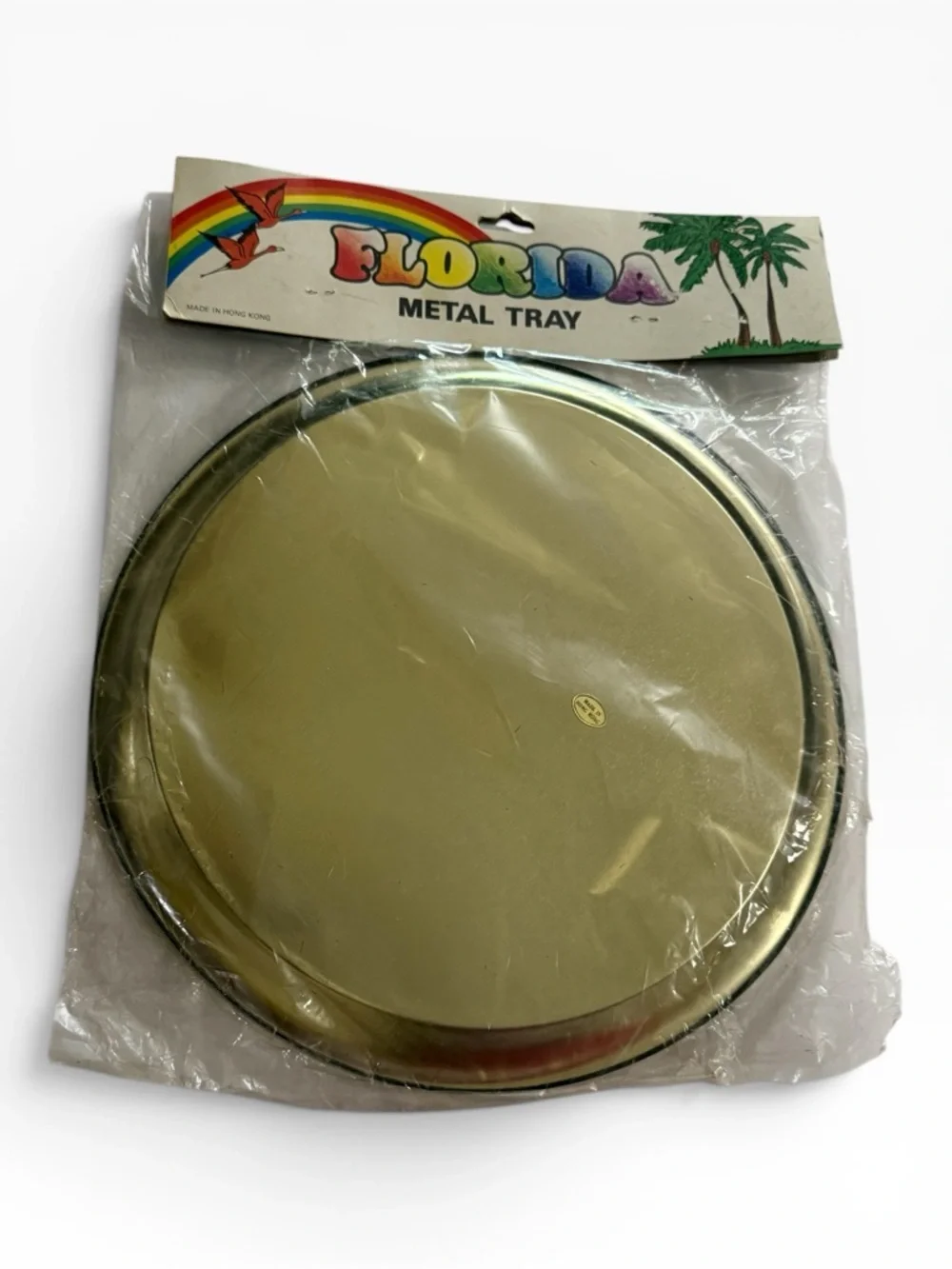Vintage Florida Souvenir Metal Tray In Original Plastic Packaging